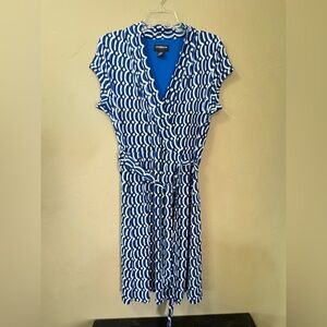 Liz Claiborne Blue and White Patterned Maxi Dress